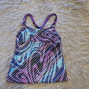 Nike women's purple, blue and black tankini swimsuit top size 8